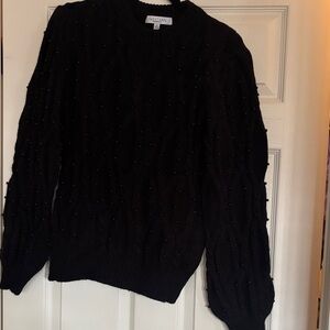 NWOT Sweet Rain Black Beaded Crewneck Sweater